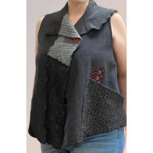 Jane Herzeberg Hand Painted Original Wool Vest XL